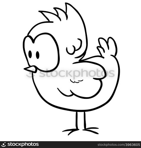 simple black and white chicken cartoon