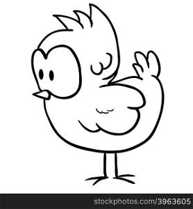 simple black and white chicken cartoon