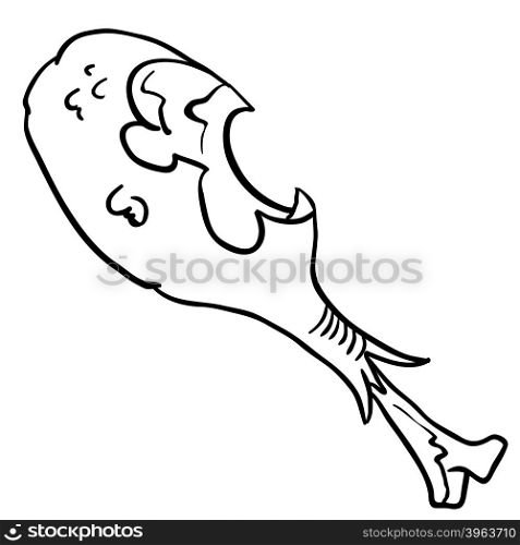 simple black and white chicken leg cartoon