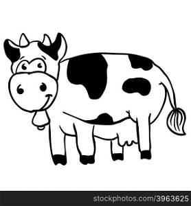 simple black and white cow cartoon