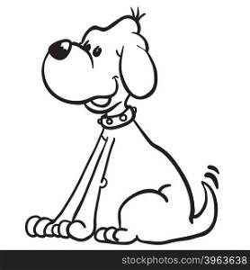simple black and white dog cartoon
