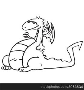 simple black and white dragon cartoon