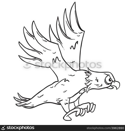 simple black and white eagle cartoon