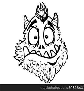 simple black and white funny looking monster cartoon