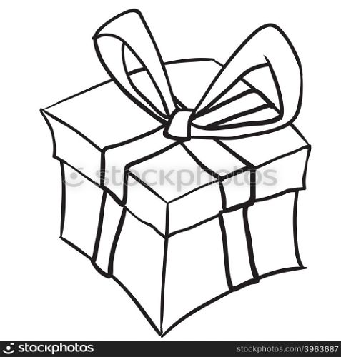 simple black and white gift box cartoon doodle