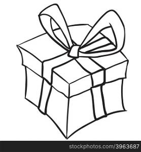 simple black and white gift box cartoon doodle