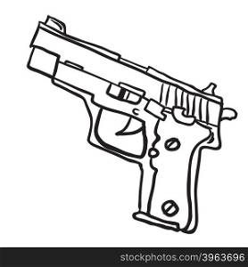 simple black and white gun cartoon