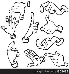 simple black and white hands cartoon