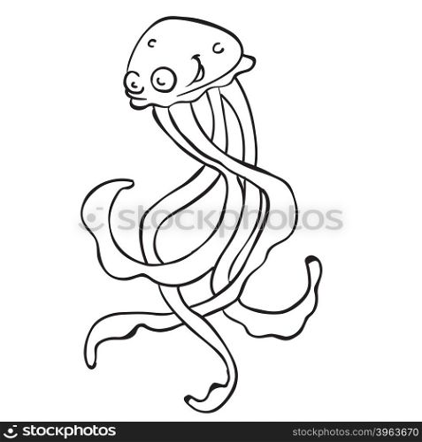 simple black and white jellyfish cartoon