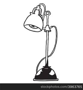 simple black and white lamp cartoon
