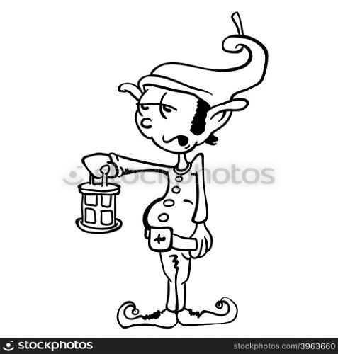 simple black and white leprechaun cartoon