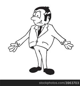 simple black and white man in suit cartoon
