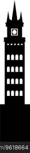 Simple black flat drawing of the LA GIRALDA TOWER OF THE SEVILLE CATHEDRAL, SEVILLE