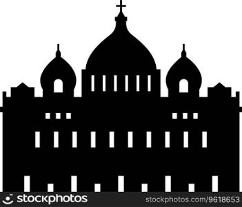 Simple black flat drawing of the ST. PETER'S BASILICA, VATICAN CITY