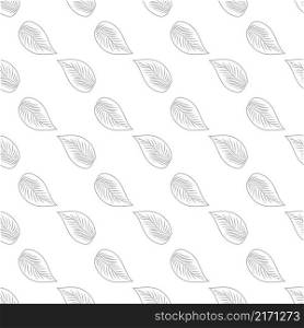 Simple black leaf seamless pattern on white background. Abstract foliage wallpaper. Monochrome leaves vintage engraved style. Vector illustration. Simple black leaf seamless pattern on white background. Abstract foliage wallpaper.