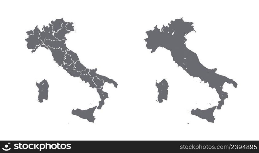 Simple Black Map Of Italy Isolated On White Background. Vector Illustration. Simple Black Map Of Italy Isolated On White Background. Vector