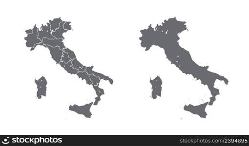Simple Black Map Of Italy Isolated On White Background. Vector Illustration. Simple Black Map Of Italy Isolated On White Background. Vector