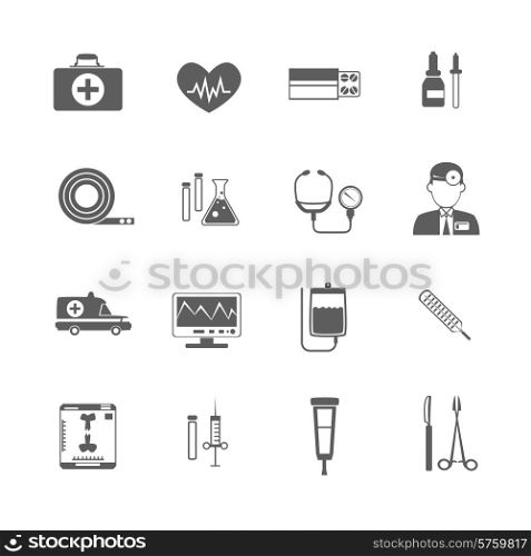 Simple black medical set icon on white background isolated vector illustration. Simple medical icon