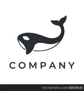 Simple black orca whale animal logo creative design. Killer underwater animal. Logo for business, identity and branding.