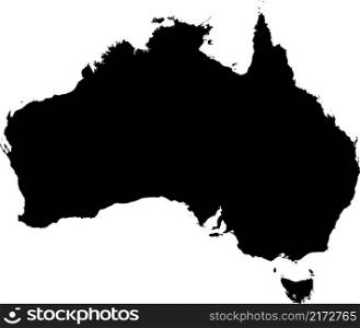 Simple blank flat black vector administrative map of AUSTRALIA