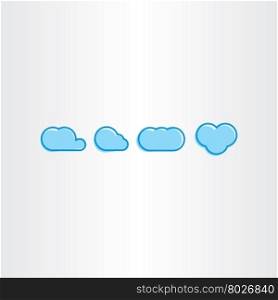 simple blue clouds icon vector set design