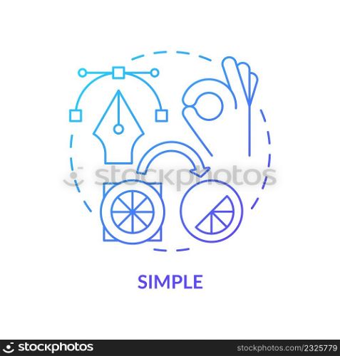 Simple blue gradient concept icon. Art style of business. Good logo design characteristics abstract idea thin line illustration. Isolated outline drawing. Myriad Pro-Bold font used. Simple blue gradient concept icon