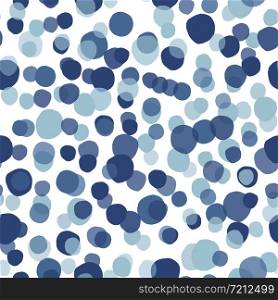 Simple blue pebble seamless pattern on white background. Chaotic stones backdrop. Random geometric dotted wallpaper. Vector illustration. Simple blue pebble seamless pattern on white background. Chaotic stones backdrop.