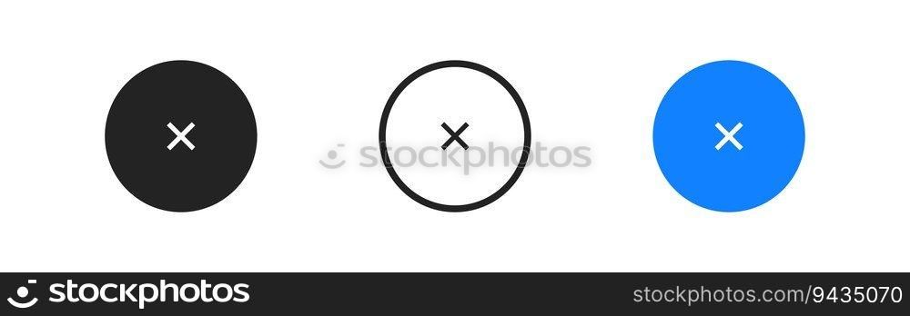Simple blue round math multiply button icon. Flat design for mobile app. Element of calculator. Circle, cross, calculations sign. Profit symbol. Vector illustration. 