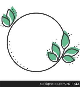 Simple botanical wreath with greenery and leaves in doodle style. Leafy frame, template for greeting cards or congratulations. Round natural border, vector illustration.. Simple botanical wreath with greenery and leaves in doodle style.