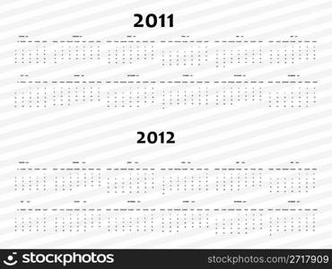 simple calendar for 2011 and 2012 with blue stripes background, abstract vector art illustration