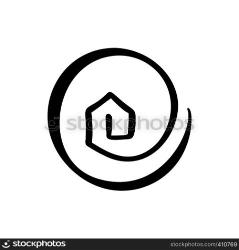 Simple Calligraphy House Real Vector Icon. Estate Architecture Construction for design. Art home vintage hand drawn Logo element.. Simple Calligraphy House Real Vector Icon. Estate Architecture Construction for design. Art home vintage hand drawn Logo element