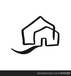 Simple Calligraphy House Real Vector Icon. Estate Architecture Construction for design. Art home vintage hand drawn Logo element.. Simple Calligraphy House Real Vector Icon. Estate Architecture Construction for design. Art home vintage hand drawn Logo element