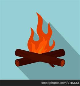 Simple camp fire icon. Flat illustration of simple camp fire vector icon for web design. Simple camp fire icon, flat style