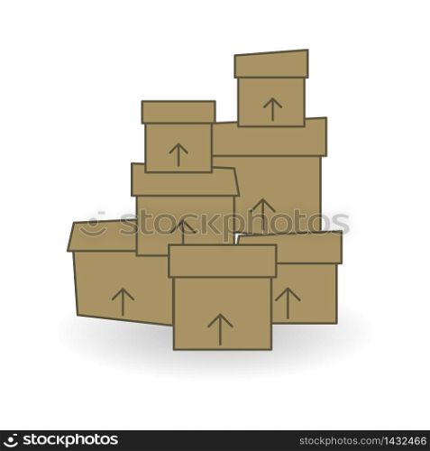 Simple carton delivery packaging open box with fragile signs. Cardboard closed logistic box set. Vector illustration isolated on white background