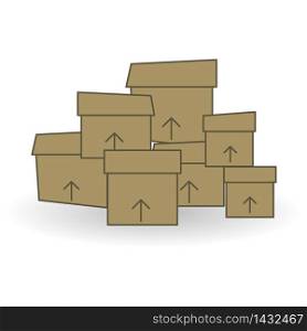 Simple carton delivery packaging open box with fragile signs. Cardboard closed logistic box set. Vector illustration isolated on white background