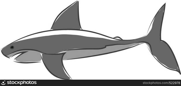 Simple cartoon of a grey shark vector illustration on white background