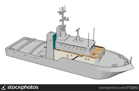 Simple cartoon of a white navy battle ship vector illustration on white background