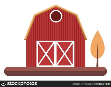 Simple cartoon red building vector illustartion on white background