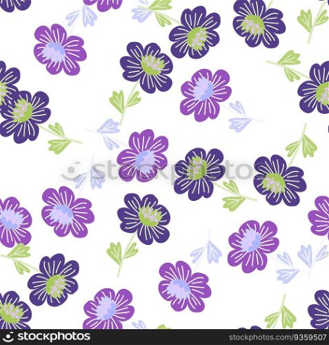 Simple chamomile flower seamless pattern. Decorative naive botanical wallpaper. Cute stylized flowers background. For fabric design, textile print, wrapping paper, cover. Vector illustration. Simple chamomile flower seamless pattern. Decorative naive botanical wallpaper. Cute stylized flowers background.