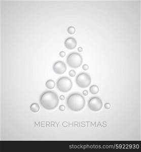 Simple Christmas tree . Vector Simple Christmas tree with white balls