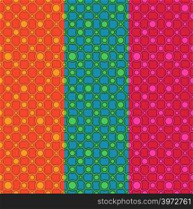 Simple classic geometric ornament with bright lines and circles. Vector seamless pattern for textile, prints, wallpaper, wrapping paper, web decor etc