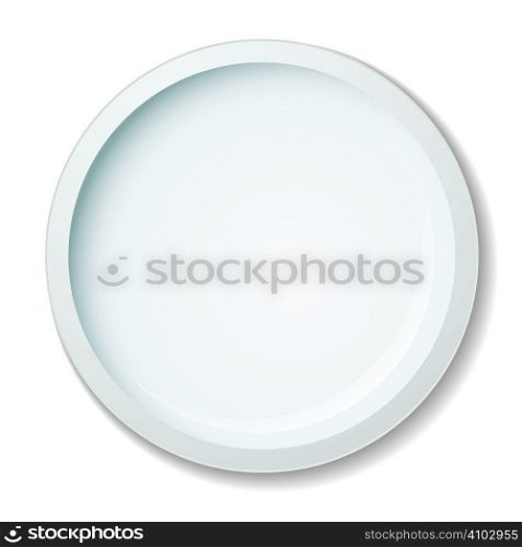 Simple clean white porcelain dinner plate with shadow