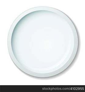 Simple clean white porcelain dinner plate with shadow