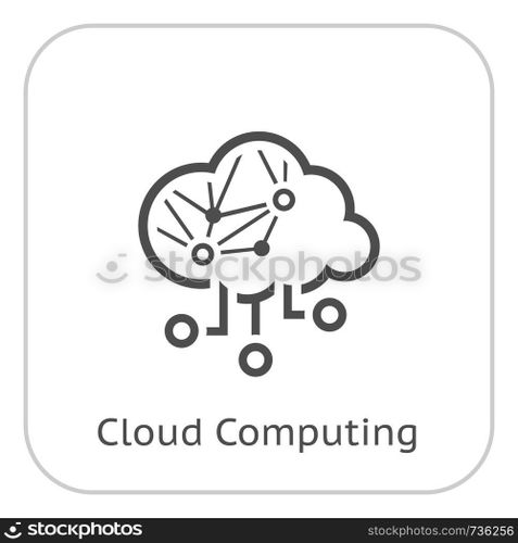 Simple Cloud Computing Vector Line Icon with artificial intelligence network.. Simple Cloud Computing Vector Icon