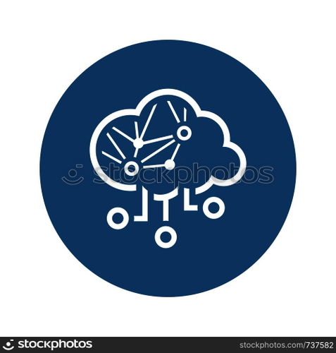 Simple Cloud Computing Vector Line Icon with artificial intelligence network.. Simple Cloud Computing Vector Icon