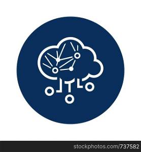 Simple Cloud Computing Vector Line Icon with artificial intelligence network.. Simple Cloud Computing Vector Icon