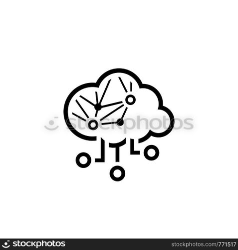 Simple Cloud Computing Vector Line Icon with artificial intelligence network.. Simple Cloud Computing Vector Icon