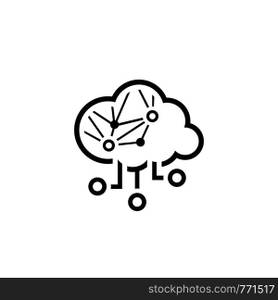 Simple Cloud Computing Vector Line Icon with artificial intelligence network.. Simple Cloud Computing Vector Icon