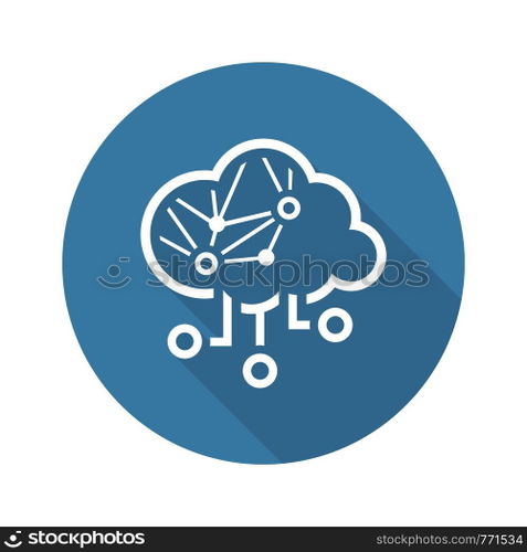 Simple Cloud Computing Vector Line Icon with artificial intelligence network.. Simple Cloud Computing Vector Icon