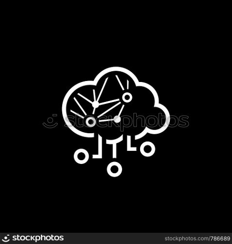 Simple Cloud Computing Vector Line Icon with artificial intelligence network.. Simple Cloud Computing Vector Icon